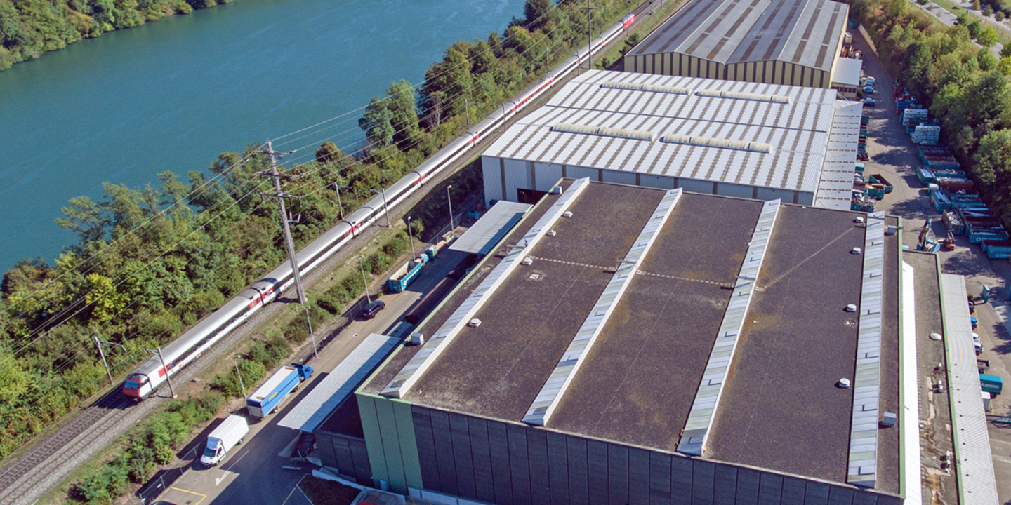 Lagerhallen von oben